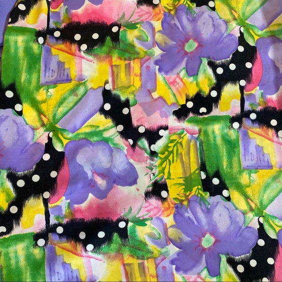 Vintage Purple Floral Print Polka Dot Button Up - Picture 15 of 16